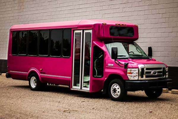 24 passenger pink bus exterior